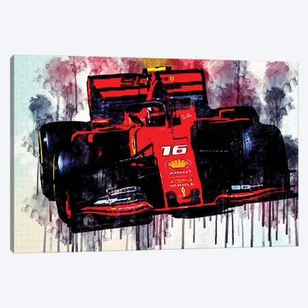 Charles Leclerc Close-Up Ferrari Sf90 Austrian Gp 2019 F1 Cars Canvas Print #SSY81} by Sissy Angelastro Canvas Art Print
