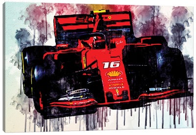 Charles Leclerc Close-Up Ferrari Sf90 Austrian Gp 2019 F1 Cars Canvas Art Print - Auto Racing Art