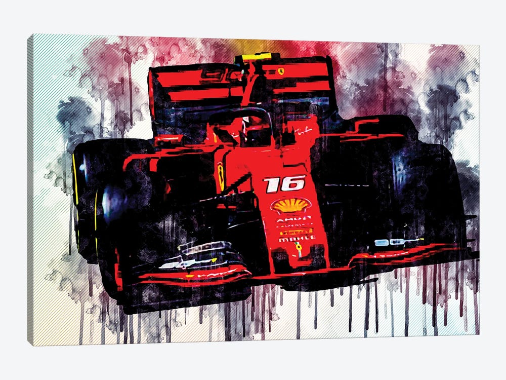 Charles Leclerc Close-Up Ferrari Sf90 Austrian Gp 2019 F1 Cars by Sissy Angelastro 1-piece Canvas Artwork