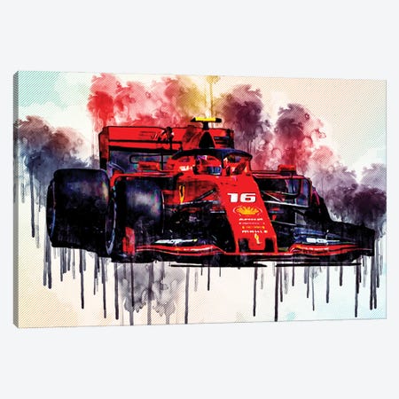 Charles Leclerc Ferrari Sf90 German Gp 2019 F1 Cars Raceway Formula 1 Scuderia Ferrari Canvas Print #SSY82} by Sissy Angelastro Canvas Art Print