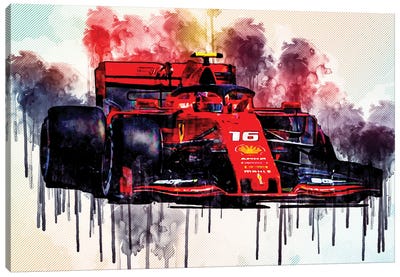 Charles Leclerc Ferrari Sf90 German Gp 2019 F1 Cars Raceway Formula 1 Scuderia Ferrari Canvas Art Print - Ferrari