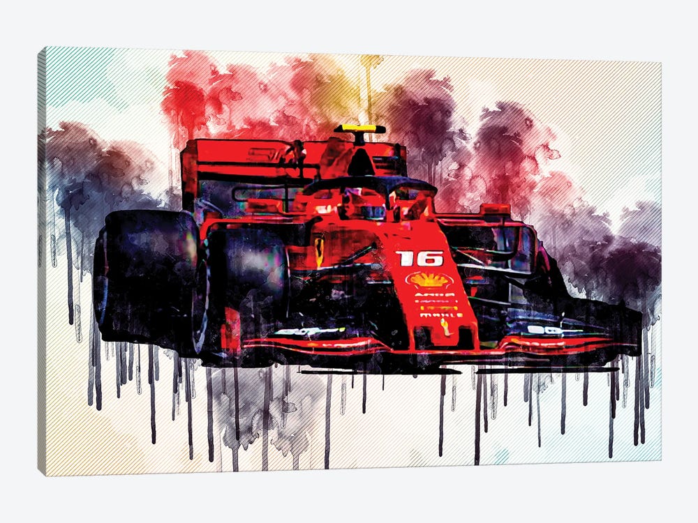 Charles Leclerc Ferrari Sf90 German Gp 2019 F1 Cars Raceway Formula 1 Scuderia Ferrari by Sissy Angelastro 1-piece Canvas Print