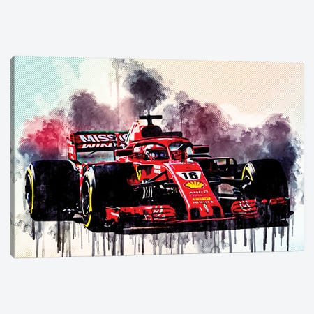Charles Leclerc Scuderia Ferrari Formula 1 Ferrari Sf90 Racing Car Italian Team F1 Canvas Print #SSY83} by Sissy Angelastro Art Print