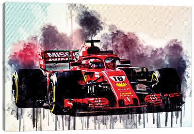 Charles Leclerc Scuderia Ferrari Formula 1 Ferrari Sf90 Racing Car Italian Team F1 Canvas Art Print - Sissy Angelastro