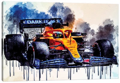 Daniel Ricciardo Mclaren Mcl35M On Track Raceway Formula 1 2021 F1 Cars Sportscars Canvas Art Print - Automobile Art