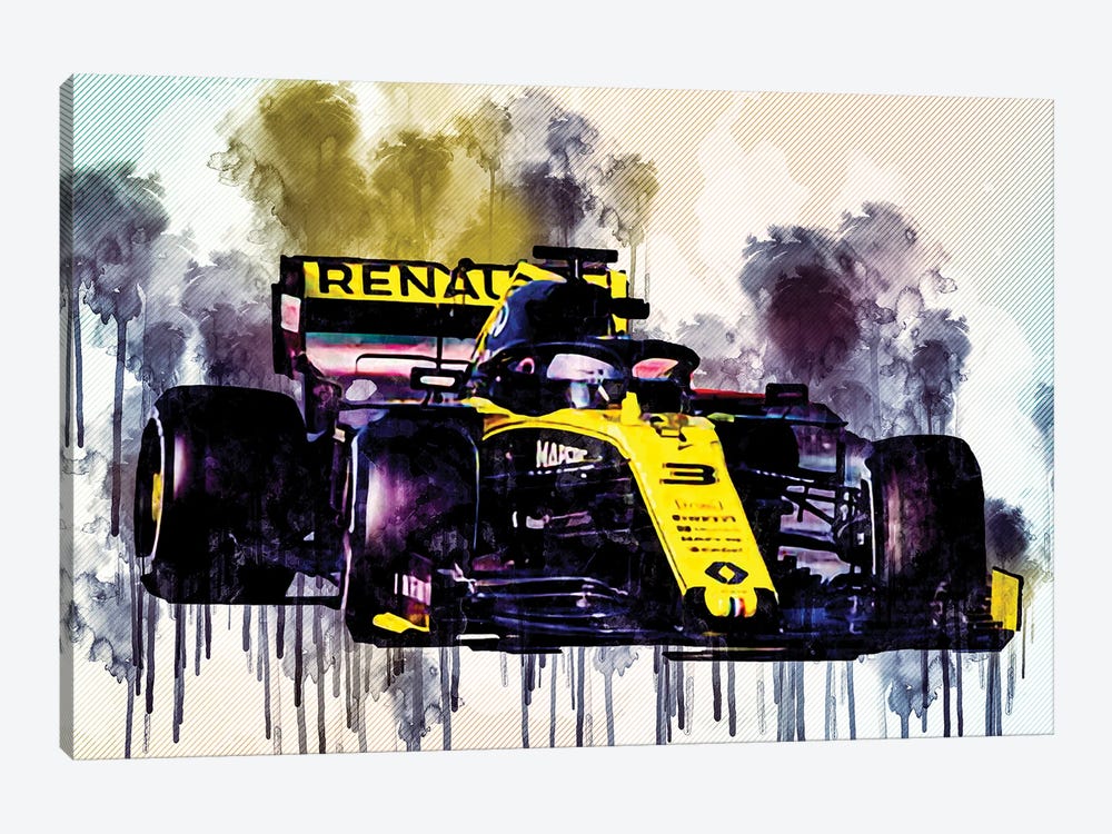 Daniel Ricciardo Renault Rs19 Raceway 2019 F1 Cars Formula 1 by Sissy Angelastro 1-piece Canvas Wall Art