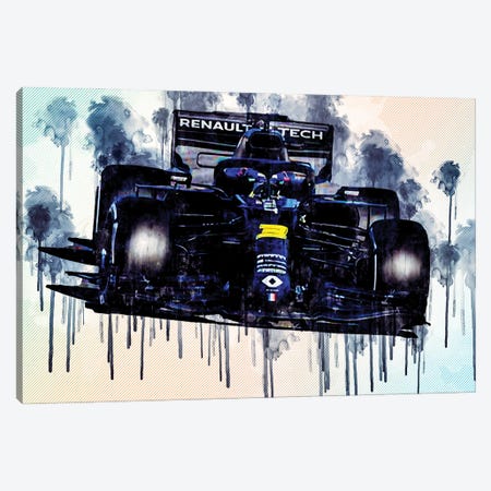 Daniel Ricciardo Renault Rs20 On Track Raceway 2020 F1 Cars Canvas Print #SSY86} by Sissy Angelastro Canvas Wall Art