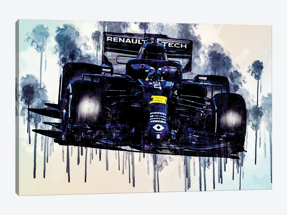 Daniel Ricciardo Renault Rs20 On Track Raceway 2020 F1 Cars by Sissy Angelastro 1-piece Art Print