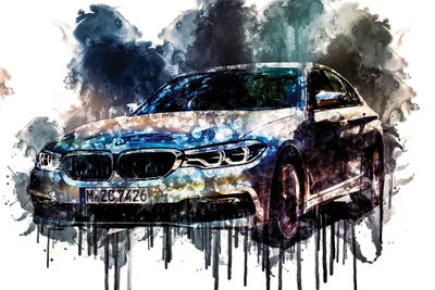 2018 BMW 530e iPerformance Series Vehicle CCCLXXXVIII by Sissy Angelastro framed wall art