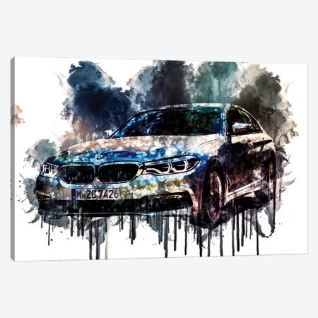 2018 BMW 530e iPerformance Series Vehicle CCCLXXXVIII Canvas Print #SSY886} by Sissy Angelastro Canvas Artwork