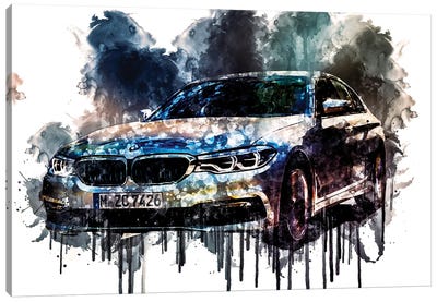 2018 BMW 530e iPerformance Series Vehicle CCCLXXXVIII Canvas Art Print - Sissy Angelastro