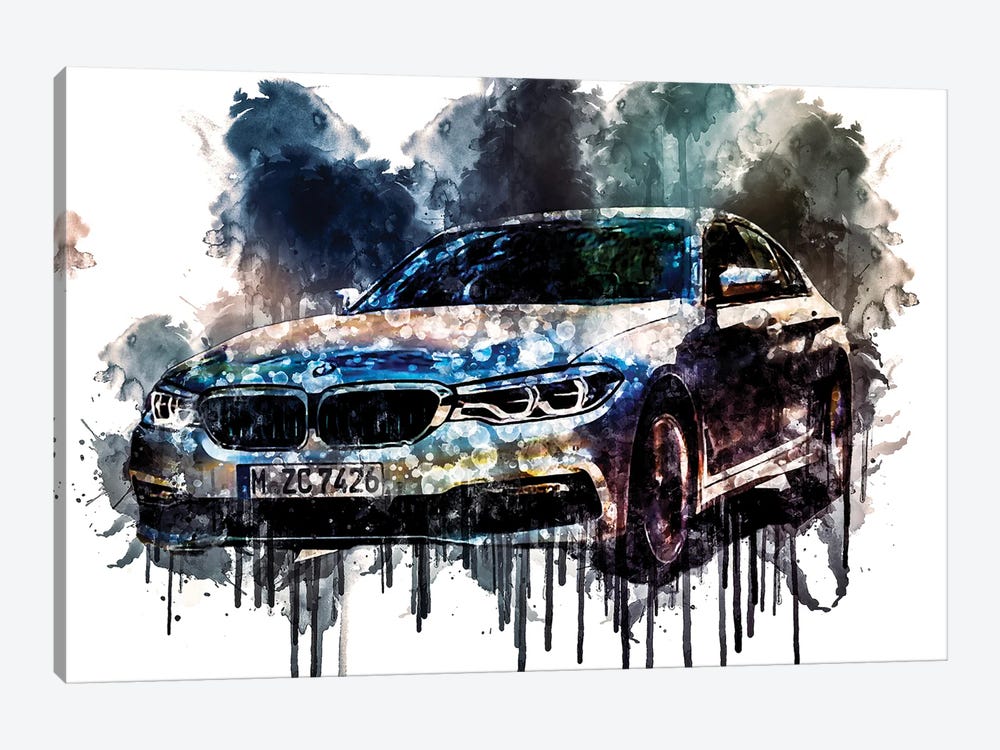 2018 BMW 530e iPerformance Series Vehicle CCCLXXXVIII by Sissy Angelastro 1-piece Canvas Print