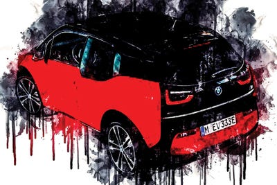 2018 BMW i3s Rear Vehicle CCCXCVII by Sissy Angelastro framed wall art