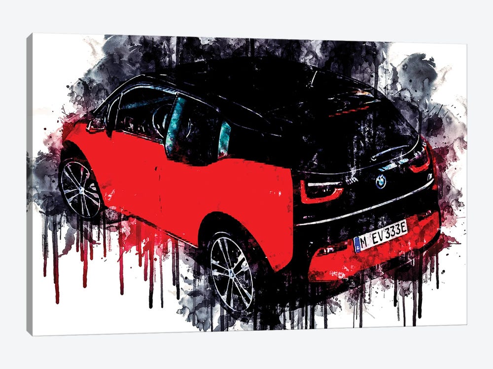 2018 BMW i3s Rear Vehicle CCCXCVII by Sissy Angelastro 1-piece Canvas Art Print