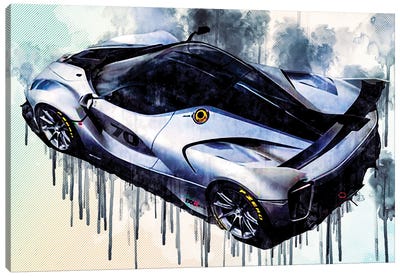 Ferrari Fxx-K Evo 2018 Hypercar Sports Car Top View Carbon Spoiler Italian Cars Canvas Art Print - Sissy Angelastro
