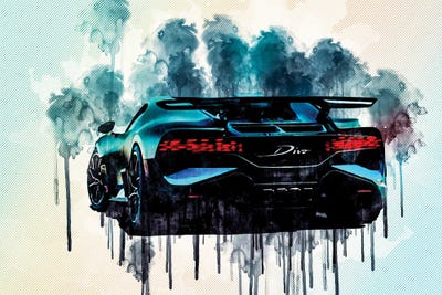 2019 Bugatti Divo Rear View New Hypercar by Sissy Angelastro framed canvas print
