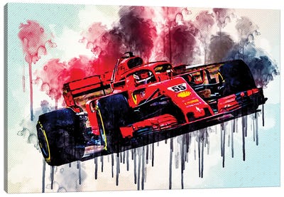 Ferrari Sf21 Carlos Sainz 2021 F1 Cars Formula 1 Ferrari Canvas Art Print - Auto Racing Art
