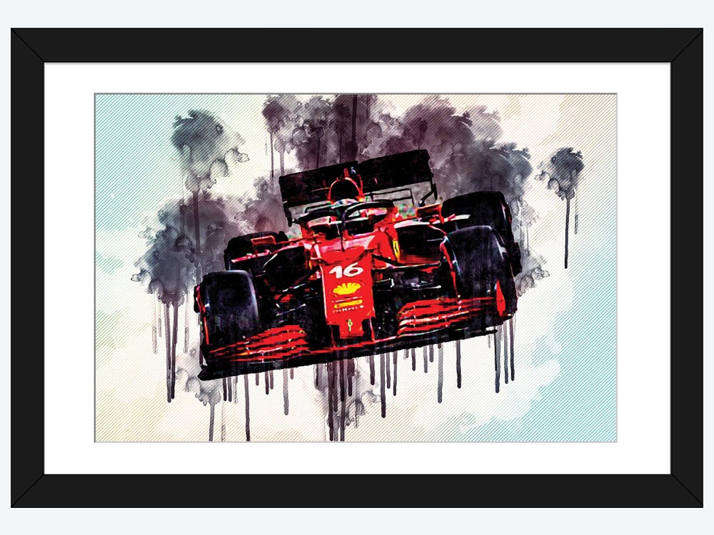 Framed Canvas Art - Ferrari Sf21 Charles Leclerc 2021 F1 Cars Formula 1 Ferrari by Sissy Angelastro ( transportation > by Land > automobiles > Cars by