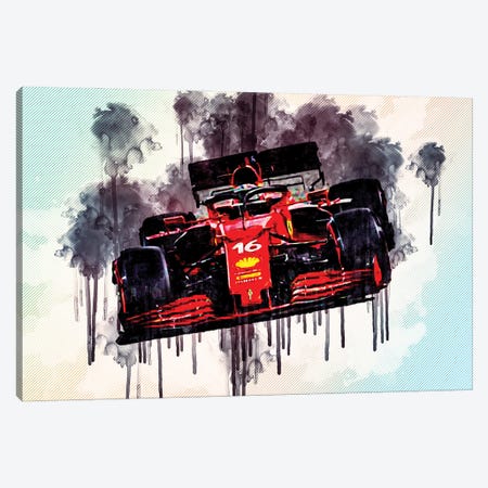Ferrari Sf21 Charles Leclerc 2021 F1 Cars Formula 1 Ferrari Canvas Print #SSY91} by Sissy Angelastro Canvas Wall Art