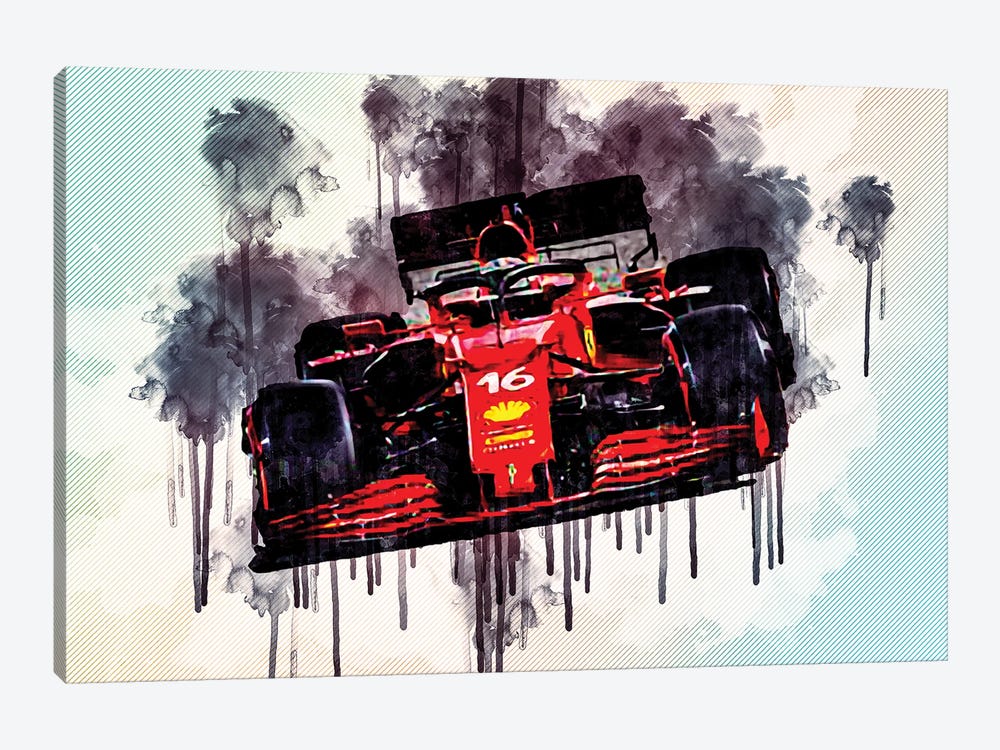 Ferrari Sf21 Charles Leclerc 2021 F1 Cars Formula 1 Ferrari by Sissy Angelastro 1-piece Canvas Art Print
