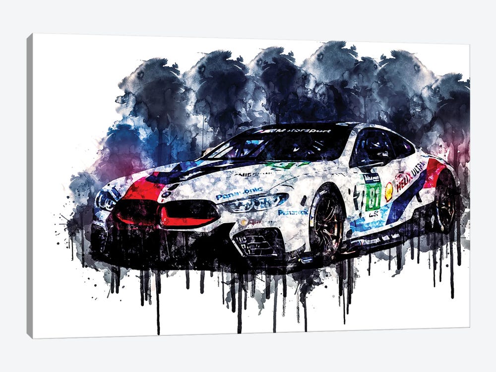 Sissy Angelastro Canvas Wall Decor Prints - 2018 BMW M8 GTE Vehicle CDXXVIII ( transportation > by Land > automobiles > Cars by Brand > BMW art) 