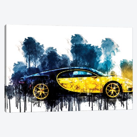 2018 Bugatti Chiron Yellow And Black Vehicle CDXLVI Canvas Print #SSY944} by Sissy Angelastro Canvas Art Print