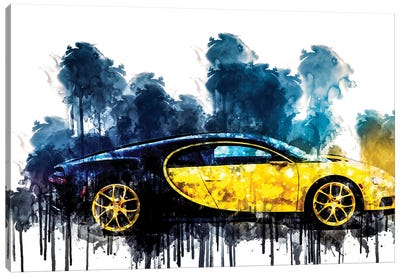 2018 Bugatti Chiron Yellow And Black Vehicle CDXLVI Canvas Art Print