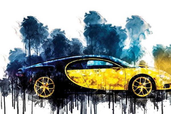 Bugatti: 2018 Profile Bugatti Chiron Yellow And Black Vehicle CDXLVI by Sissy Angelastro