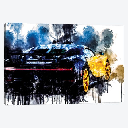 2018 Bugatti Chiron Yellow And Black Vehicle CDXLVII Canvas Print #SSY945} by Sissy Angelastro Canvas Print