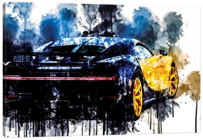 2018 Bugatti Chiron Yellow And Black Vehicle CDXLVII Canvas Art Print