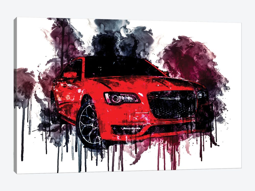 2018 Chrysler 300S Vehicle CDLIV by Sissy Angelastro 1-piece Canvas Art Print