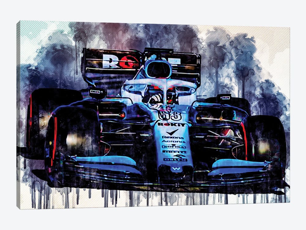 George Russell Close-Up Williams Fw42 Raceway 2019 F1 Cars Formula 1 by Sissy Angelastro 1-piece Art Print