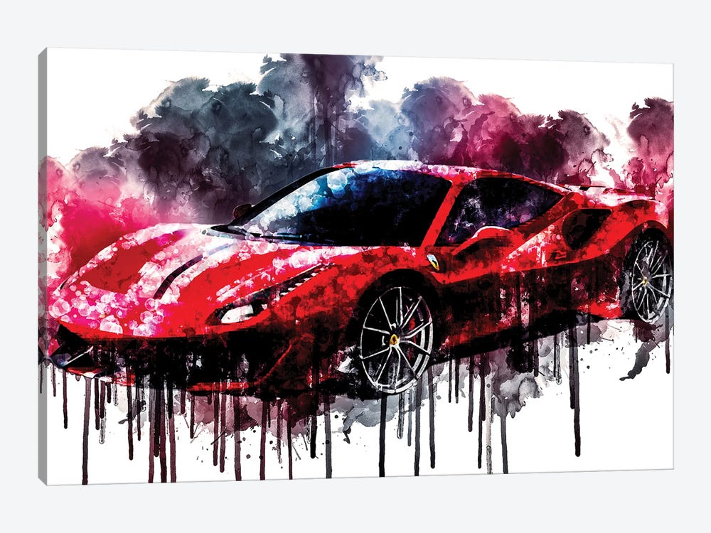 2018 Ferrari 488 Pista Vehicle CDLXXVII by Sissy Angelastro 1-piece Canvas Art