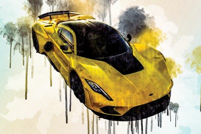 Hennessey Venom F5 2019 Sports Hypercar New Sports Cars Yellow Venom by Sissy Angelastro art print