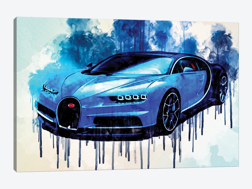 Hypercar 2017 Bugatti Bugatti Chiron Blue Bugatti by Sissy Angelastro 1-piece Art Print