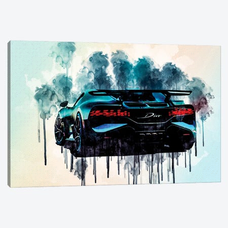 2019 Bugatti Divo Rear View New Hypercar Canvas Print #SSY9} by Sissy Angelastro Canvas Print