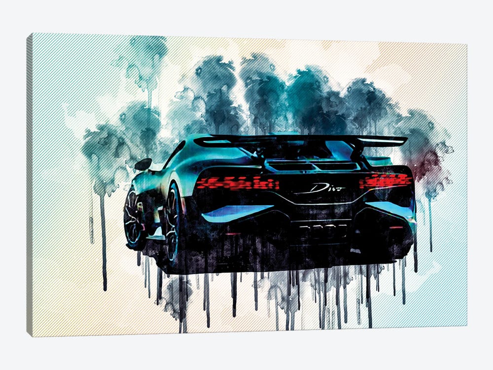 2019 Bugatti Divo Rear View New Hypercar by Sissy Angelastro 1-piece Canvas Wall Art