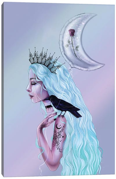 Pastel Goth Canvas Art Print - Crescent Moon Art