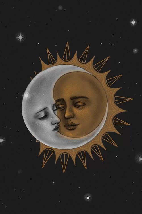 moon and sun painting