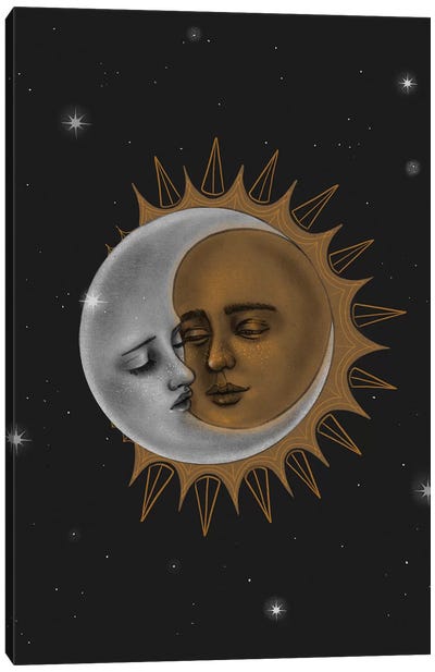Sun And Moon Canvas Art Print - Space Fiction Art