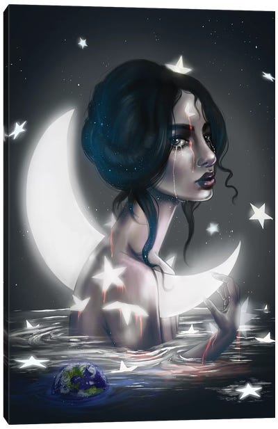 The Sky Is Falling Canvas Art Print - Crescent Moon Art