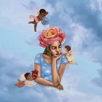 Self-Care Cherubs by Stephanie Sanchez multi panel art