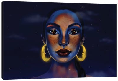 Moon And The Sky (Sade) Canvas Art Print - Head in the Clouds