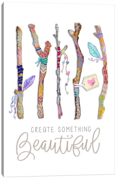 Create Something Beautiful: Boho Twigs Canvas Art Print - Stephanie Corfee