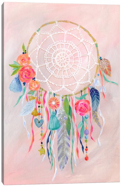 Dreamcatcher, Blush Canvas Art Print - Pink Art