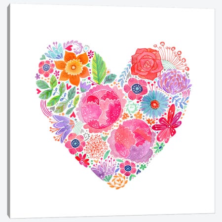 Floral Heart Canvas Print #STC107} by Stephanie Corfee Canvas Art