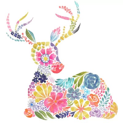 Floral Silhouette: Deer by Stephanie Corfee art print