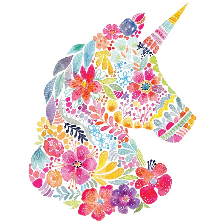 Floral Silhouette: Unicorn