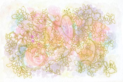 Golden Floating Flowers by Stephanie Corfee art print