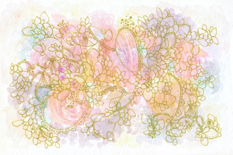Golden Floating Flowers by Stephanie Corfee wall art